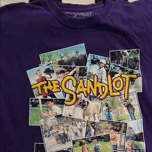 Purple Short Sleeve Tee with Nostalgic Graphic Design